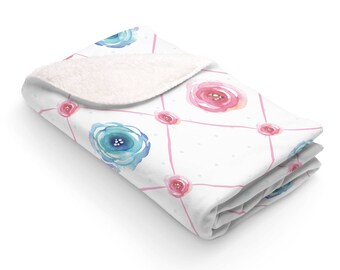 Sherpa, Blankets, Home Decor, Throw Blanket, Sherpa Blanket, Throw, Floral, Flowers, Baby Girl, Floral Baby Blanket, Wedding, Gift for Her