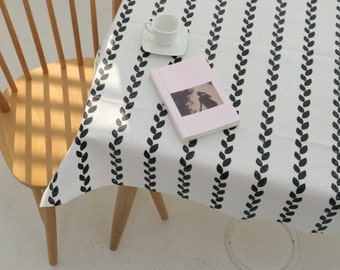 Matte Laminated Cotton Fabric by the yard Scandinavia style_ Black Leaves _43.3" wide CH21264