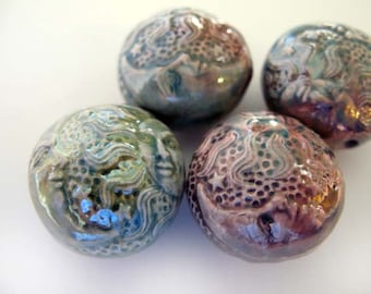 4 Raku Celestial Beads - RAK284