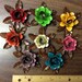Rustic metal rose w/ leaves - approx 3.25" (many colors available)