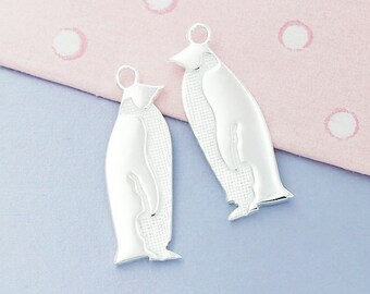 2 of 925 Sterling Silver Penguin Charms 6x17mm. :tm0043