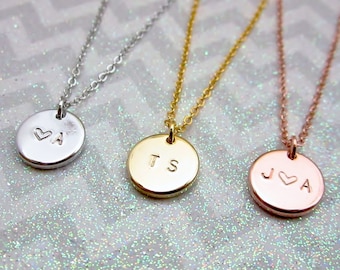 Christmas gift Personalized initial necklace Wedding gift for her Birthday gift Initial heart necklace Silver charm necklace Sister jewelry