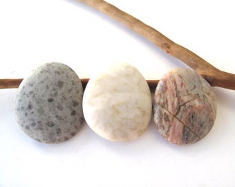Rock Pendants Undrilled Beach Stones Mediterranean River Stone Beads Natural Stone DIY Jewellery Cabochon SMOOTH PENDANTS 32-33 mm