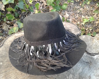 Black Cowboy with Long and Flowy Feathers