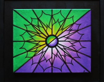 Painting: purple & green.