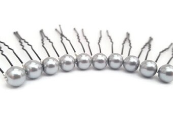 Pearl bobby pins - Silver pearl hair pins - Wedding hair pins - Pearl hair pins wedding - Silver hair pins - Bridesmaid hair accessories
