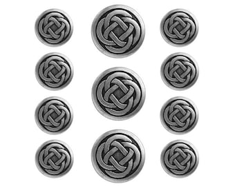 11 pc Celtic Knot Metal Blazer Button Set Antique Silver Color