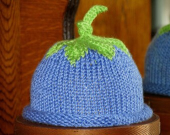Hat, Blue, Blueberry, Newborn Knit Hat, Knit, Infant Knit Hat, Baby Hat, Beanie, Fruit Hat, Newborn Fruit Hat, Baby Beanie,baby shower