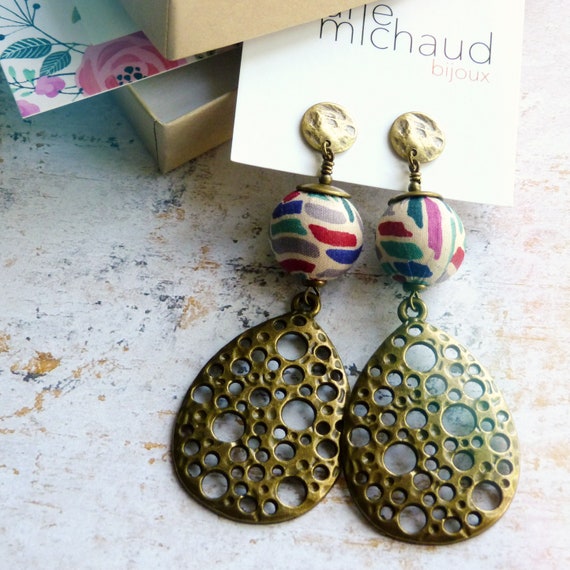 Statement earrings, Boho earrings, Hippie chic earrings, Drop shape earrings, Long earrings, Statement jewelry, Boho jewelry, Free shipping