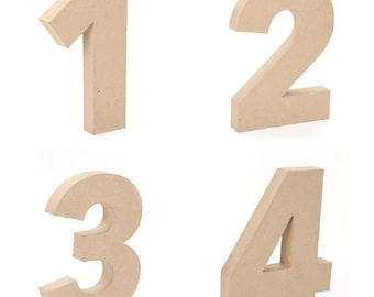 Giant Paper Mache Numbers 12" High - Choose from 0 1 2 3 4 5 6 7 8 9 - These Cardboard Numbers are a full foot tall!