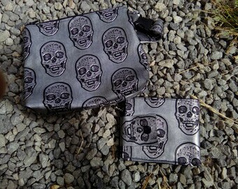 small clutch faux leather skull zipped, makeup, anything you want