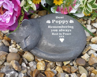 Cat Memorial - Personalised - Weatherproof - Sleeping Cat