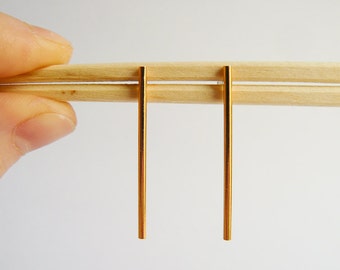 SALE Gold Bar Earrings - Modern Bar Stud Earings - Everyday Long Bars - Dangle Earrings - Gold Bars Handmade in Brooklyn Hook and Matter NYC