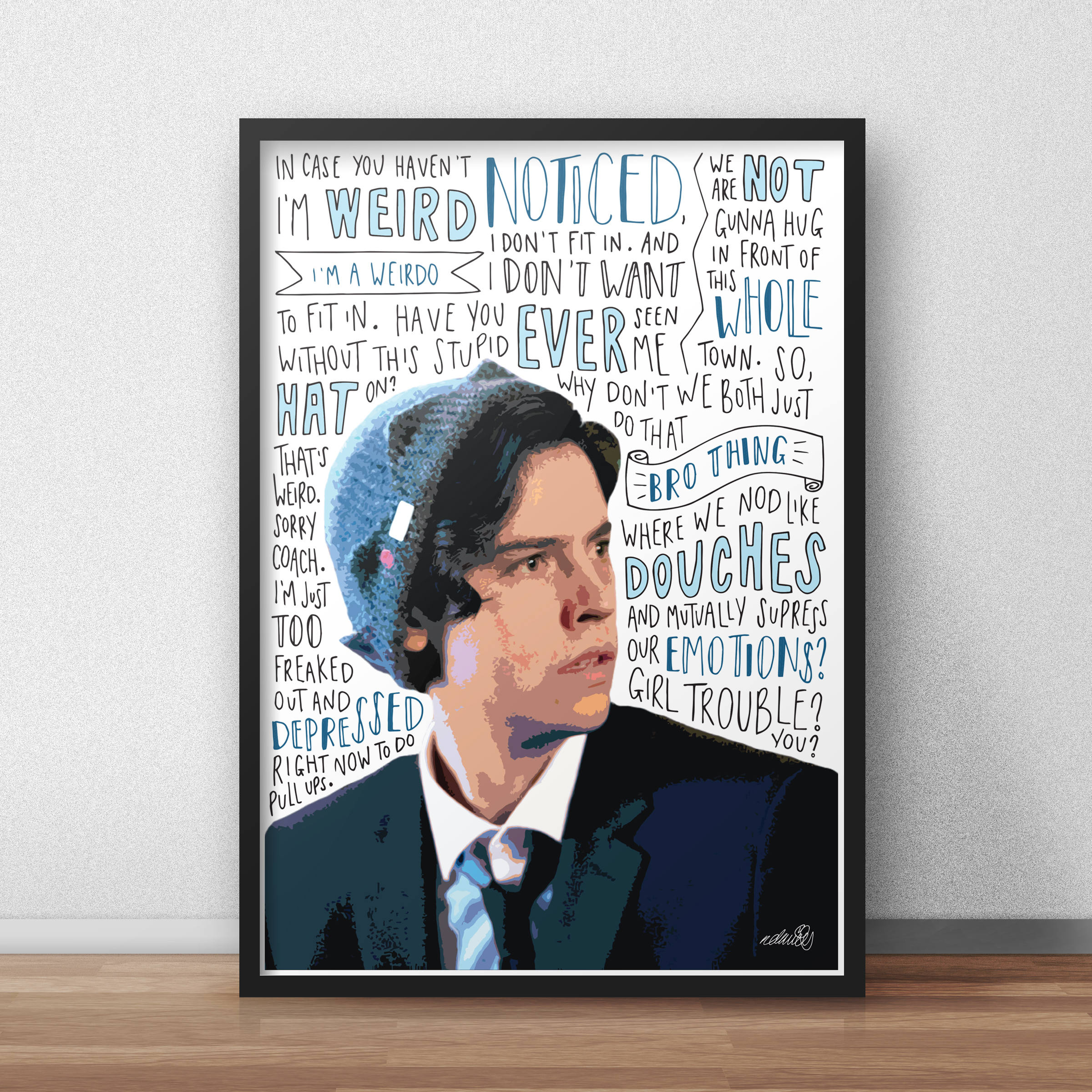 Cole Sprouse print / poster hand drawn typography quotes