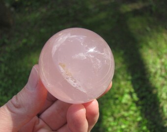 Star Rose Quartz Sphere, Rose Quartz Ball + Stand - Heart Chakra - Madagascar