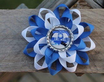 Star Wars hair bow, Star Wars bow, Star Wars inspried hair bow, R2D2 hair bow, R2D2 bow, girls hair bow, hair bow, R2D2, Star Wars