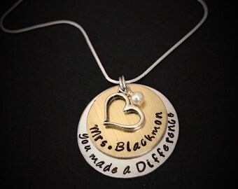 Personalized Teacher Necklace-Teacher's Jewelry, Teacher Appreciation Gift, End of Year Teacher Gift, Teacher Gift, teacher retirement