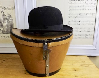 Vintage French Bowler Hat and Hat Box