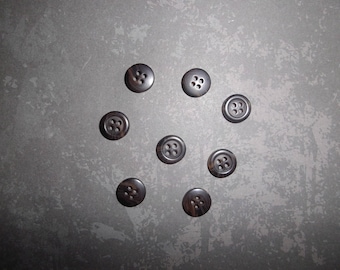 set of 08 Brown/taupe buttons plastic 1 cm
