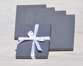 50 Charcoal Grey 7x5.5x1 Gift Jewelry Gray Necklace Boxes with Cotton Fill Invitation Box