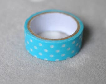 Washi tape masking tape paper sky blue with white polka dots