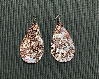 Faux Leather Teardrop Earrings