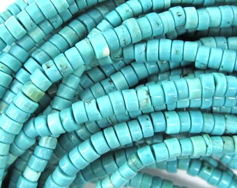 4mm blue turquoise heishi beads 16" strand S2 35289