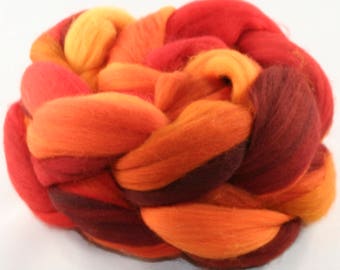 Hand Dyed roving - Superwash Targhee wool spinning fiber