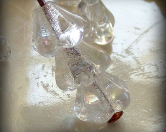 Czech Glass Baby Bell Flower Beads 6x4mm Crystal AB (25 pk) SI-6x4F-CRY-ab