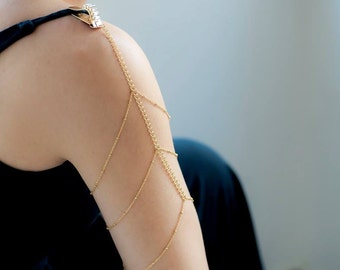 Dainty Shoulder Jewelry | Chain Armband | Gold Armlet | Upper Arm Bracelet | Wedding Jewelry | Bridal Shoulder Jewelry | Gift For Her