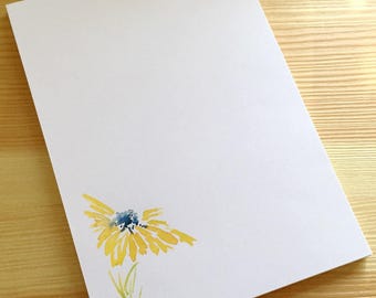 Daisy Floral Notepad Stationery - Watercolor Flower Notepad - Handmade Yellow Daisy Notepad - Yellow Daisy Stationery - 40 Sheet Notepad