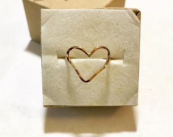 Heart Ring, Sterling Silver Heart Ring, Open Heart Ring, Gold Heart Ring, Rose Gold Heart Ring, Love Ring, Valentines Day Ring