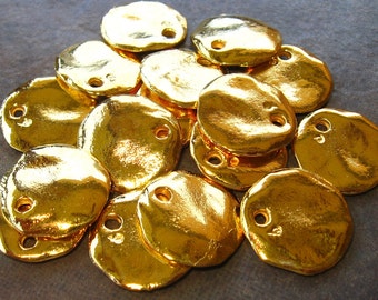4 Gold Cornflake Dangles from Mykonos Greece -