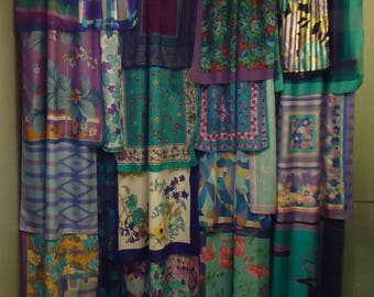 Shades of Turquoise & Purple Gypsy Boho Curtains - 84"