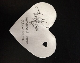 PERSONALIZED Wedding Thank You Heart Shape Favor Gift Hang Tags