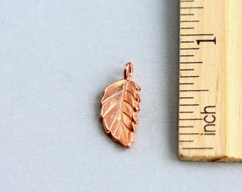SALE, Leaf charm, Rose Gold vermeil leaf charm, Rose Gold vermeil Leaf Charm Pendant, Dangles Charm, Rose Gold leaf charm, 18mm ( 1 pcs )