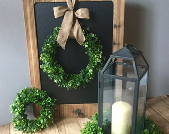 Mini Farmhouse Wreath, Mini Boxwood Wreath, Mini Window Wreath, Mother's Day Wreath, House Warming Wreath
