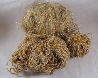 Lot 2 Partial Skeins Gold Metallic Fun Yarn Variegated FREE SHIPPING USA