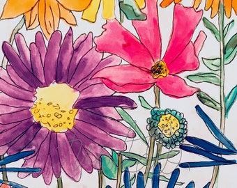Flowers Digital Print Art Watercolor