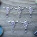 5pc Choker Flower Cow Skull Pendants, #PEN-017