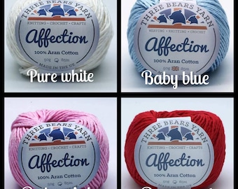THREE BEARS YARN - Aran Affection 100% Cotton Yarn 50g - Three Bears Yarn