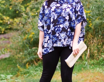 Ladies Floaty Florence PDF Sewing Pattern - XXS to 5XL, high or boat line neck, high or low hem, double flat-fell seam option & tutorial