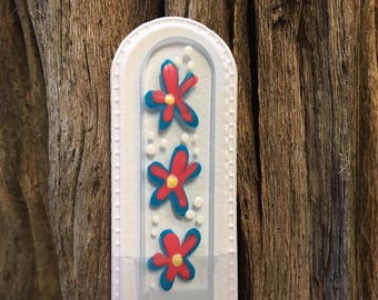 Crystal Glass Nail File - Handpainted Flowers on Czech Crystal Glass