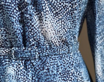 Vintage 1970’s Blue Abstract Print Dress