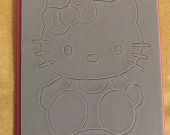 Sizzix hello kitty sitting w/ bow rare die cut paper and vellum card making scrapbooking diy craft projects