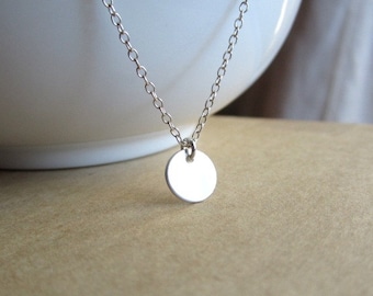 Tiny Sterling Silver Disc Necklace, simple silver necklace, everyday necklace, petite dainty jewelry, minimalist jewelry