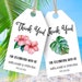 Printable Wedding Favor Tags ~ Editable PDF Tropical DIY Gift Tags Labels ~ Instant Download ~ Beach Hawaiian Hibiscus Leaf Florida