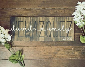 Last Name Sign | Last Name Est Sign | Custom Name Sign| Personalized Sign | Wedding Gift | Wedding Shower gift |Shower Gift|Sign for Wedding
