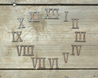 3 inch Roman Numerals Numbers Clock Set (1-12) Rusty Vintage Style Metal Steel Wall Art Ornament Stencil Craft DIY Sign