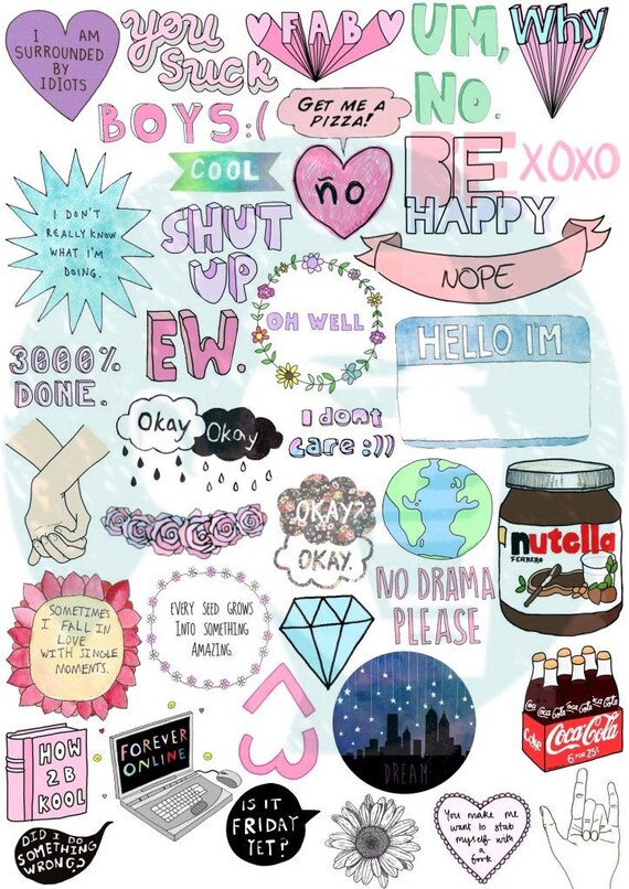set 45 tumblr stickers stickers set of stickers decals